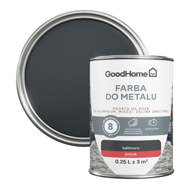 Farba antykorozyjna GoodHome połysk antracyt 0,25 l