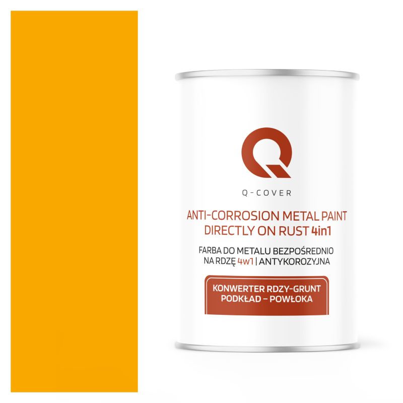 Farba do Metalu Prosto na Rdzę 4w1 Q-Cover Żółty sygnałowy RAL1003 Półmat 1L