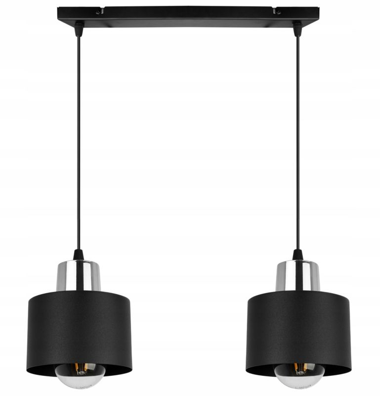 Lampa sufitowa wisząca Light Home LH Panta 2x E27 60W czarny/srebrny 1szt.