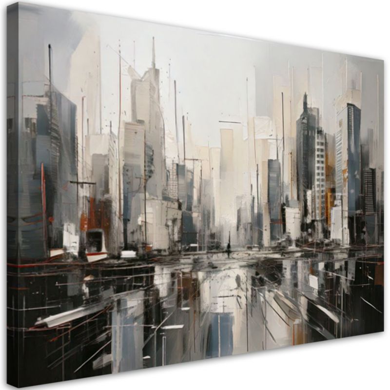 Obraz do salonu nowoczesny Feeby Abstrakcyjne miasto wieżowce w beżu 100x70cm 1szt