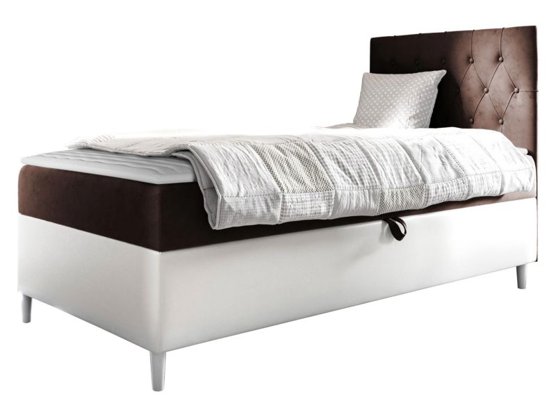 Łóżko kontynentalne MIRJAN 24 Filip Junior 1 90x200, Strona: Prawa biała ekoskóra/palona kawa 1 szt.