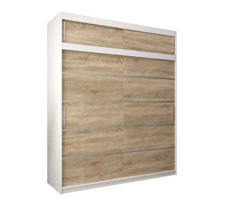 Szafa przesuwna Abiks Verona 1 200 biały + sonoma z nadstawką 1 szt.