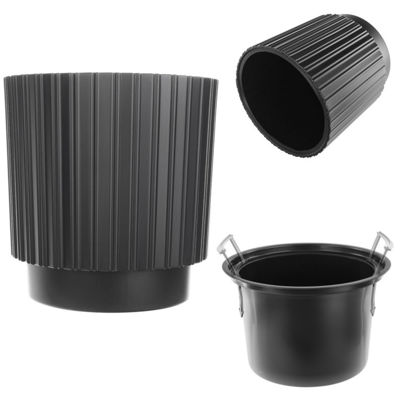 Doniczka KADAX Donica Na Kwiaty 40cm Osłonka Z Wkładem Kwietnik Plastikowa Czarny 1szt.