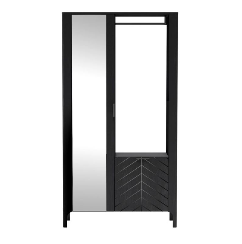 Przedpokój Furnidea 197 cm czarny z lustrem wzór jodełki MALUBA 1 szt.