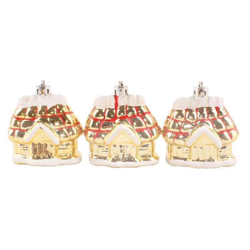 Bombka domek 6 cm 3 szt.