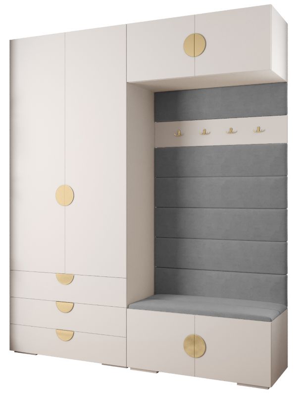 Garderoba do przedpokoju Abiks INOVA 4 Z12 biały+złoty+manila16 1 szt.