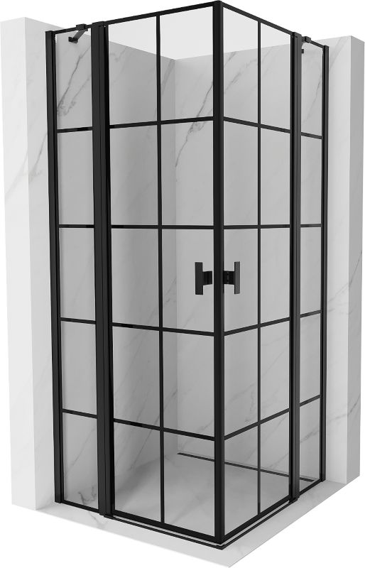 Kabina prysznicowa uchylna Mexen Mist czarna kratka 100x100 cm 1 szt