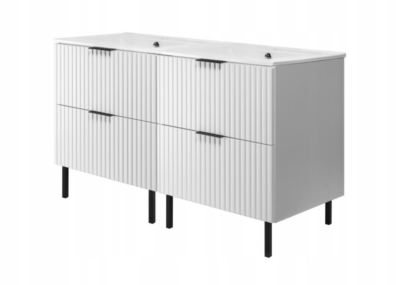 Szafka łazienkowa Furnidea 120 cm biała ryflowana z umywalką FLOW 1 szt.