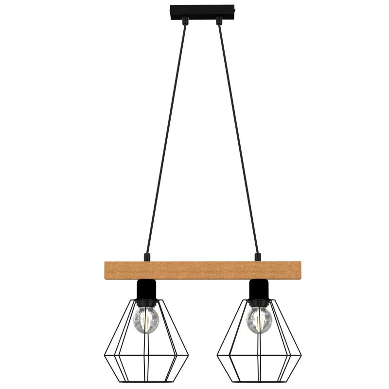 Lampa wisząca Luminex Vastra czarny matowa-jasne drewno wym: 110 x 46 x 19 cm 2xE27 x 15W 1 szt.