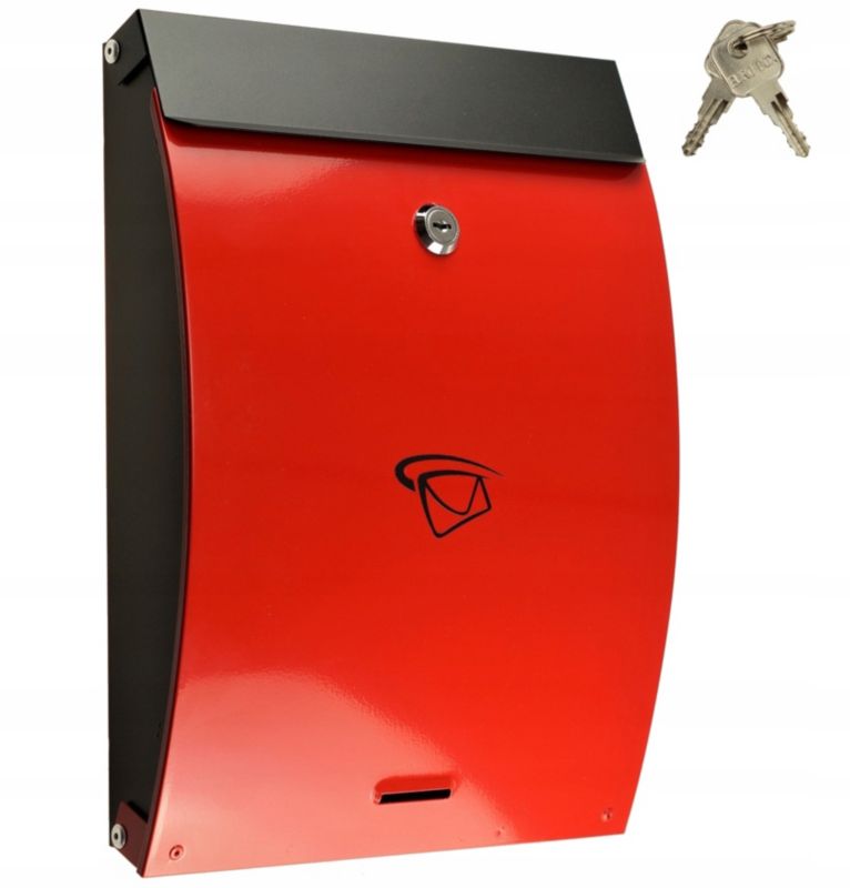 Skrzynka FEINZ Na Listy Z Kluczem 35 X 25 Cm Duża Czarno-Czerwona 1 szt.