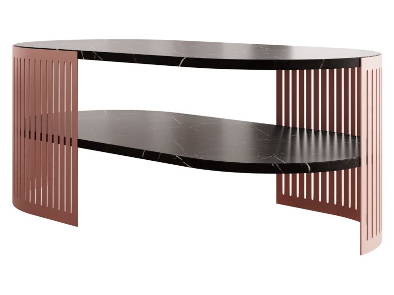 Stolik kawowy owalny MIRJAN 24 Fikoli II miedziany/black pietra grigia 1 szt.