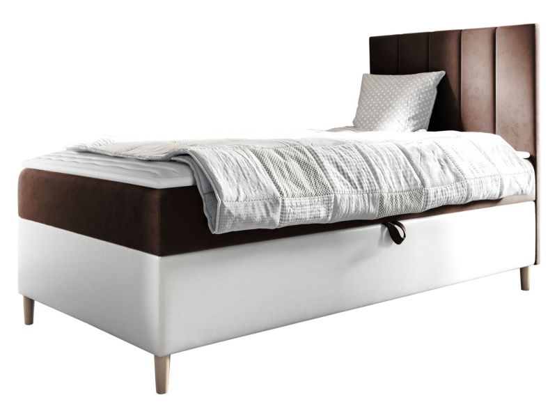 Łóżko kontynentalne MIRJAN 24 Maja Junior 1 90x200, Strona: Prawa biała ekoskóra/palona kawa 1 szt.