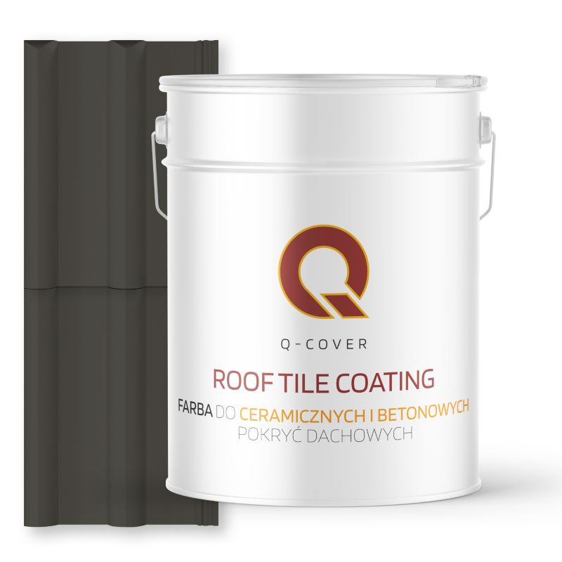 Farba do Dachów Ceramicznych i Betonowych Pokryć Dachowych Q-Cover Szary ciemny RAL7022 Wysoki Połysk 10L