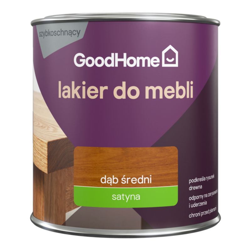 Lakier do mebli GoodHome dąb średni satyna 0,25 l