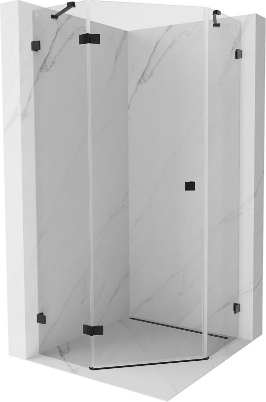 Kabina prysznicowa Mexen Lunar pięciokątna uchylna lewa 100 x 100 cm transparent czarna 1 szt.