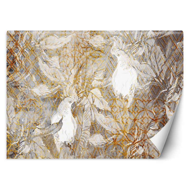 Fototapeta Feeby Papugi Złoto Biel 250x175 1 szt