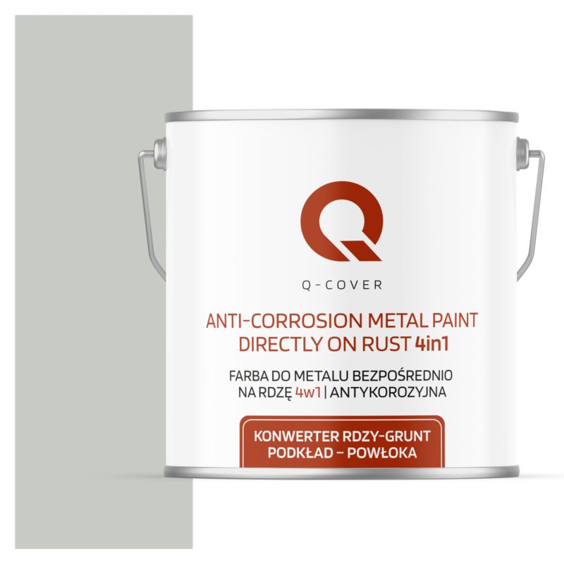Farba do Metalu Prosto na Rdzę 4w1 Q-Cover Biały papirus RAL9018 Satyna 5L