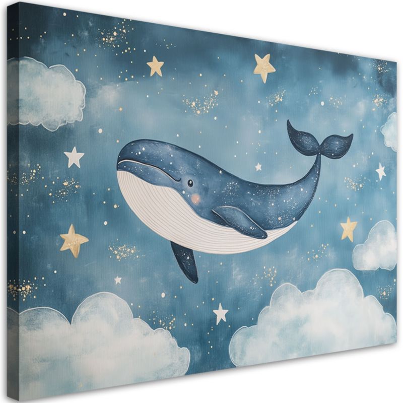 Obraz do pokoju dziecka Feeby Wieloryb w niebieskich chmurach 100x70cm 1szt