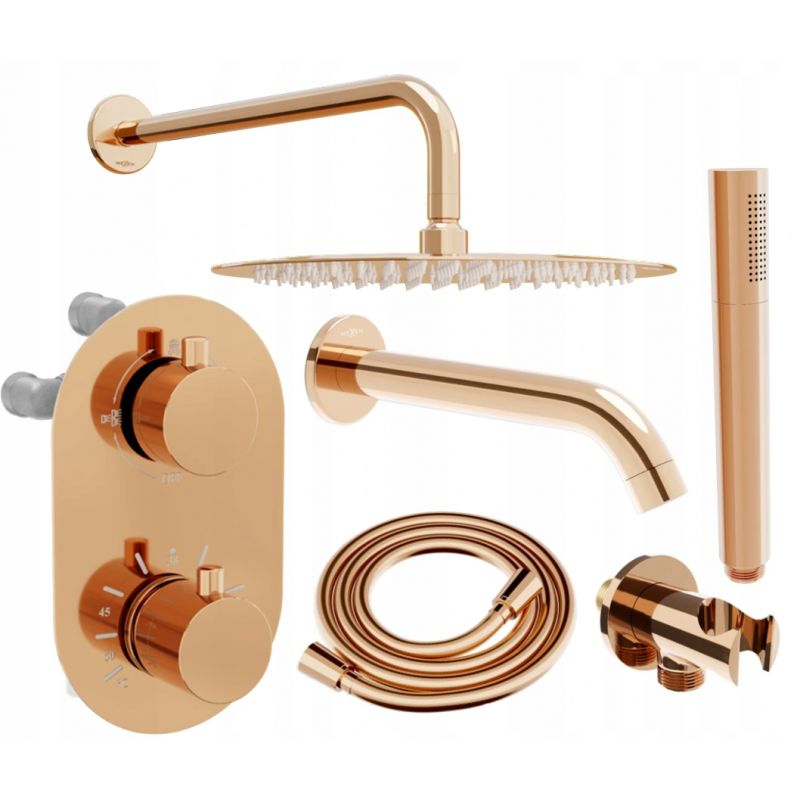 Zestaw wannowo-prysznicowy Mexen Kai różowe złoto 25 cm 1 szt.