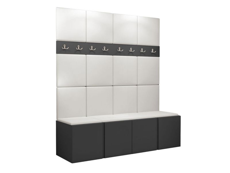 Garderoba MIRJAN 24 Orion V grafit + biała ekoskóra 1 kpl.