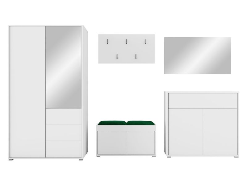 Zestaw MIRJAN 24 do przedpokoju Gesita V biały plusz butelkowa zieleń 1 szt.