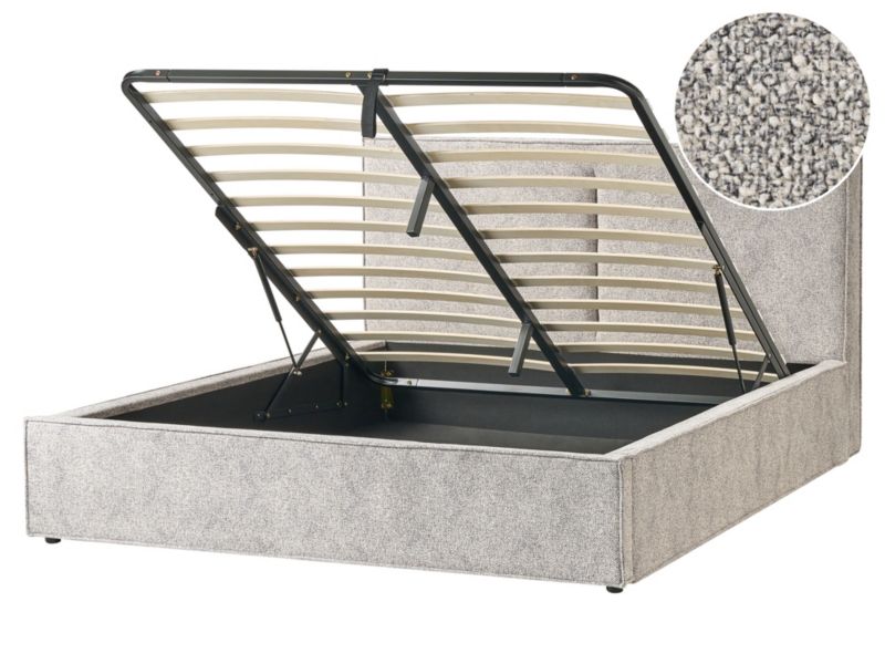 Łóżko z pojemnikiem Dzianina welurowa Moissac 160 x 200 cm Szary/ beżowy 1 szt.