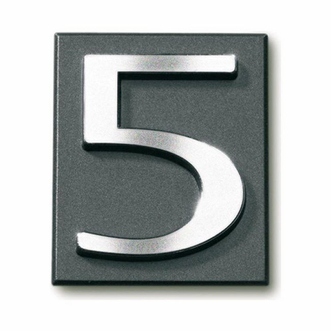 Cyfra 5 samoprzylepna 4 x 4,7 cm PCV grafitowa