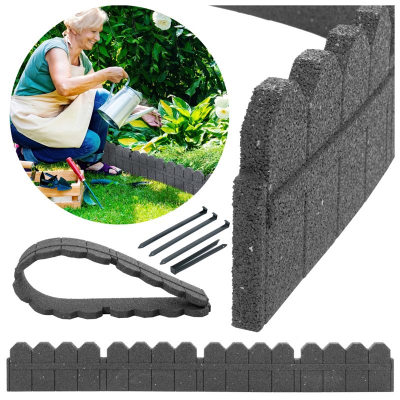 Obrzeże trawnikowe ogrodowe 120x2,5x15,25 cm Maryland Multy Home z zestawem montażowym szare 1 szt