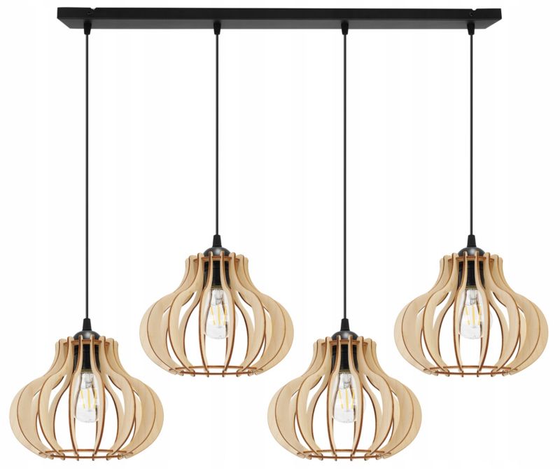 Lampa sufitowa wisząca Light Home LH Timber 4x E27 60W klosz owalny czarny 1szt.