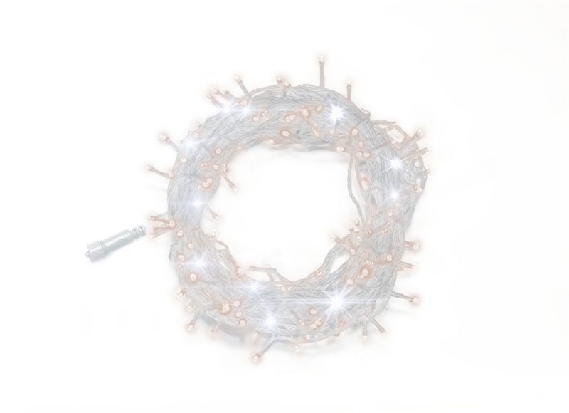 Lampki 100 LED Bulinex 9,9 m flash z dodatkowym gniazdem ciepłe białe / przezroczyste