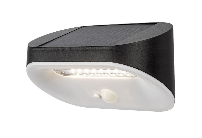 Kinkiet solarny z czujnikiem Rabalux Brezno czarno-biały LED 3.2W 4000K 145lm IP44 wym: 7,5 x 16 x 8 cm - 1 szt.