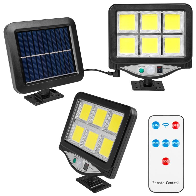 Naświetlacz LED MasterLED Solar PIR 4W 15cm IP44 6000K zimna biel z pilotem czarny 1 szt.