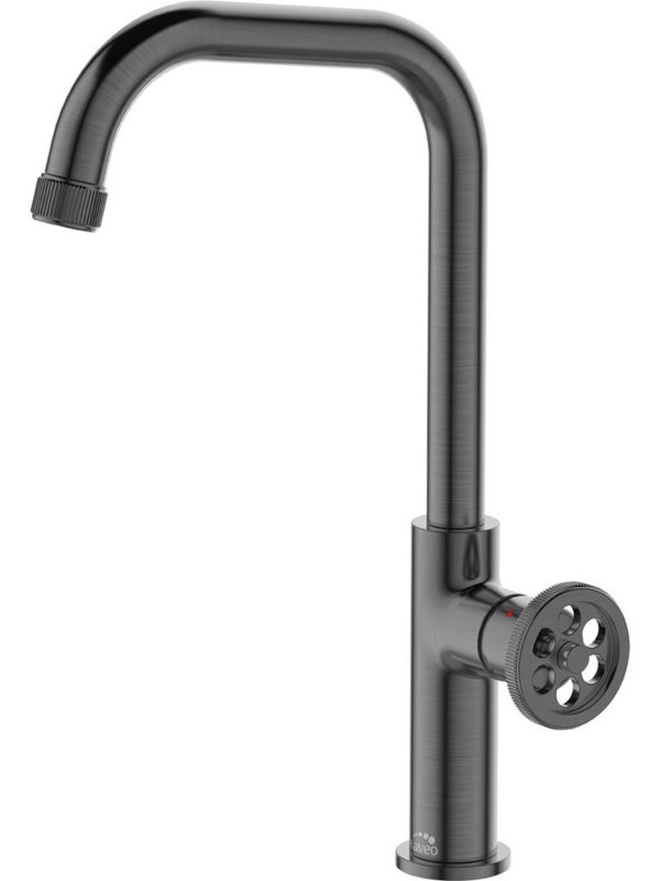 Bateria zlewozmywakowa Laveo Muro grafitowa industrialna ruchoma wylewka L ceramiczna 25 mm 1 szt.