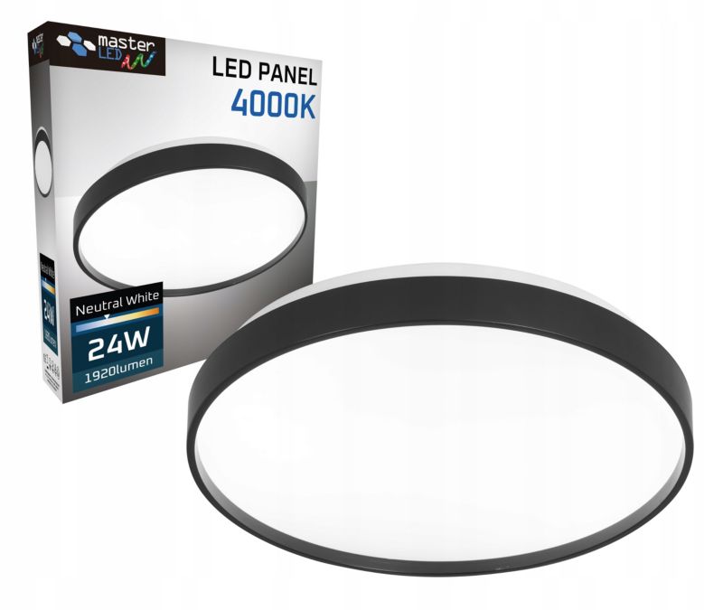 Plafon LED MasterLED FILO 24W Biały neutralny 4000K Okrągły Czarny 1 szt.
