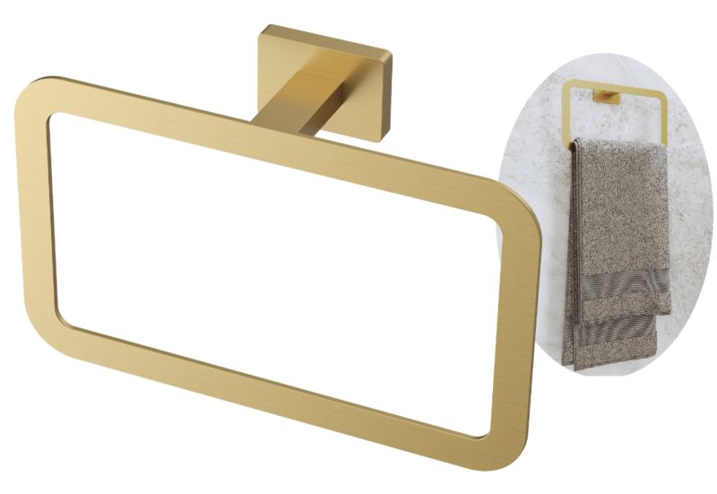 Uchwyt kwadratowy Granitan Caro złoto szczotkowane wieszak drążek na ręcznik