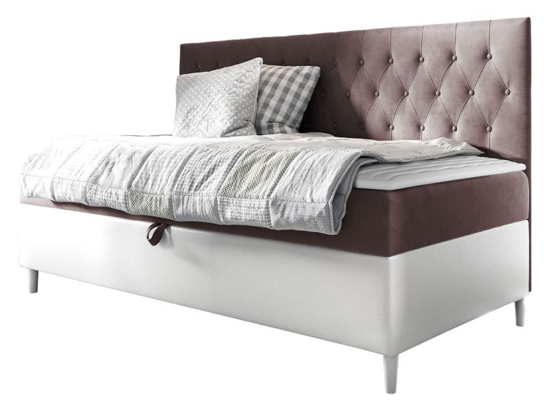 Łóżko kontynentalne MIRJAN 24 Filip Junior 2 90x200 biała ekoskóra/brudny róż 1 szt.