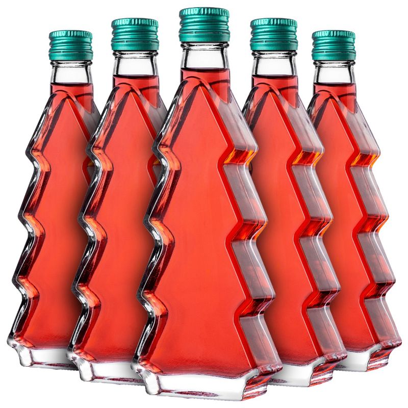 Butelka KADAX szklana choinka 200ml z zieloną zakrętką 5 szt.