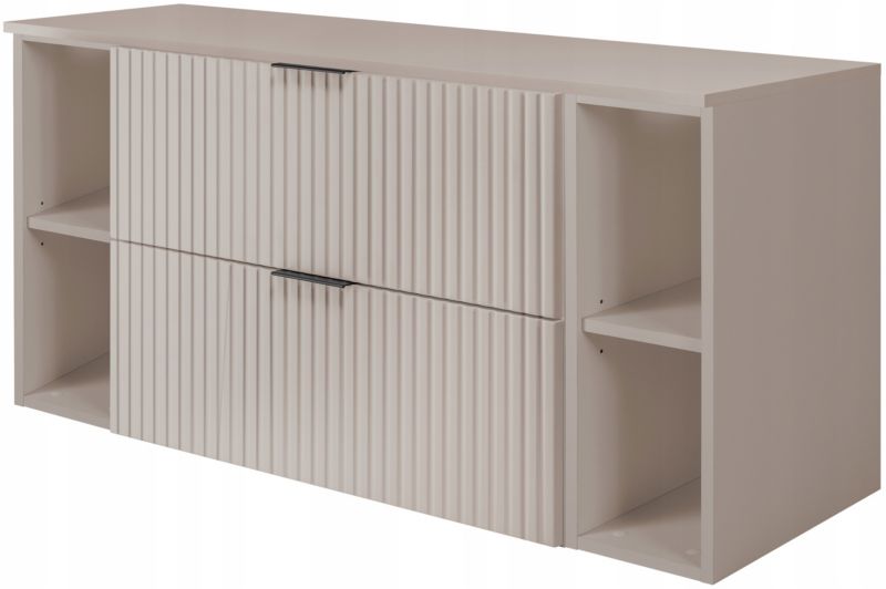 Szafka łazienkowa Furnidea 120 cm wisząca kaszmir z blatem i regałami kaszmir Flow 1 szt.