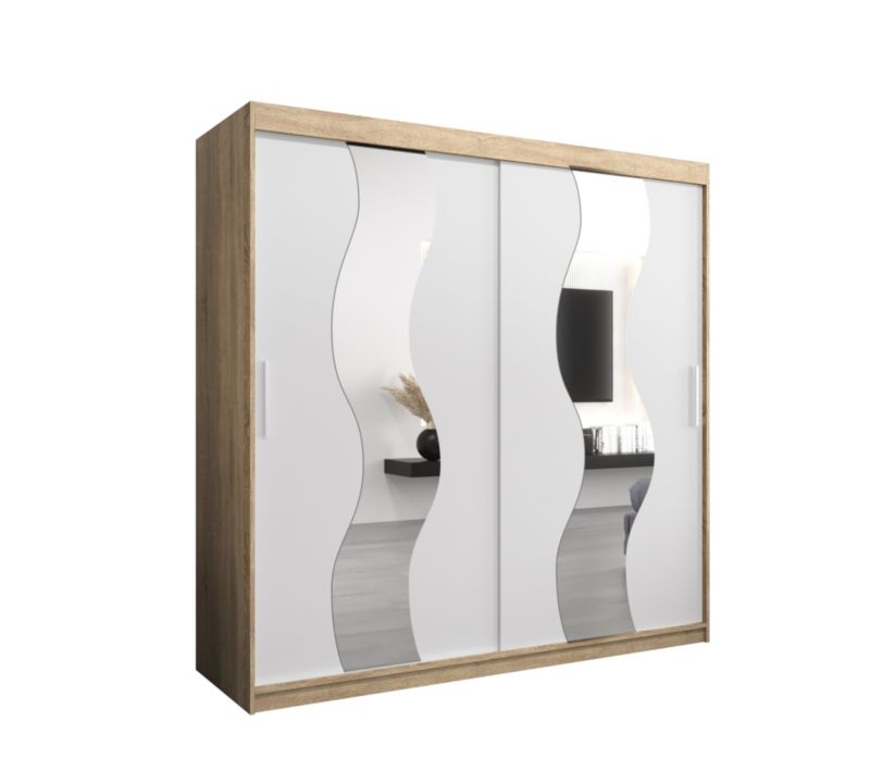 Szafa przesuwna Abiks SEWILLA 200 dąb sonoma + biały mat 1 szt.