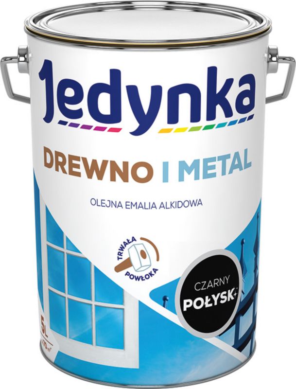 Emalia alkidowa Jedynka Drewno i Metal czarny połysk 5 l