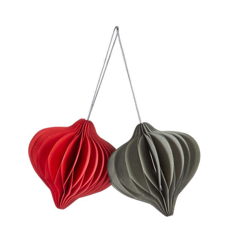 Dekoracja choinka bombka 2 szt. szary / czerwony