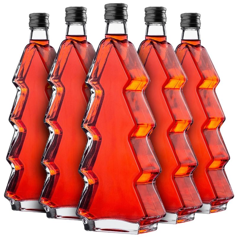 Butelka KADAX szklana choinka 500ml z czarną zakrętką 5 szt.