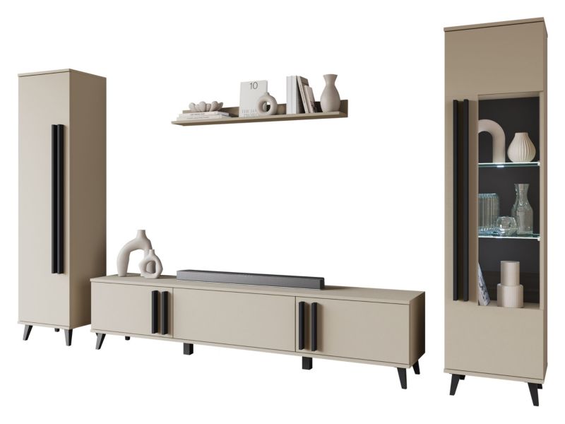 Meblościanka MIRJAN 24 Helsinki II z oświetleniem LED congo + czarny grafit 1 kpl.