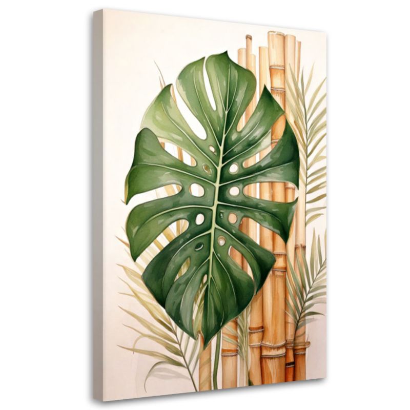 Obraz do salonu sypialni Feeby Monstera Liść Bambus Tropikalny 70x100cm 1szt