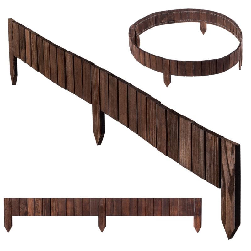 Obrzeże palisada ogrodowa KADAX drewniany płotek trawnikowy wbijany brąz 10 x 114 cm, 1 szt.