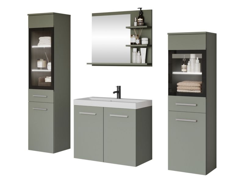 Meble łazienkowe MIRJAN 24 Madrit I z oświetleniem LED mglista zieleń 1 kpl.
