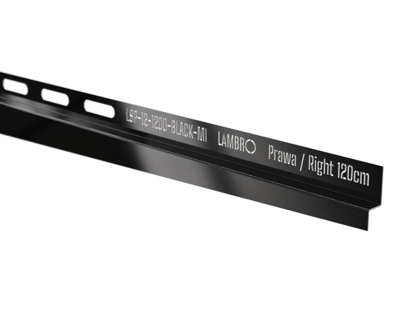 Listwa brodzikowa przyścienna spadkowa Lambro czarny połysk 120 cm prawa 1 szt.