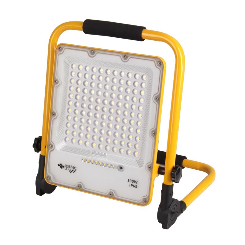 Naświetlacz LED MasterLED Siga przenośny 100W IP65 4500K neutralna biel akumulatorowy żółto-czarny 1 szt.