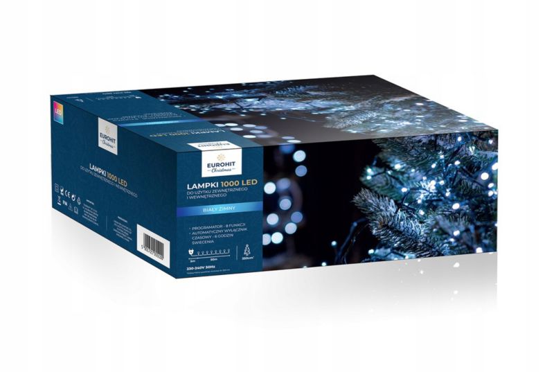 Lampki Corciano choinkowe 1000 LED zimny biały z programatorem i timerem 1 szt.