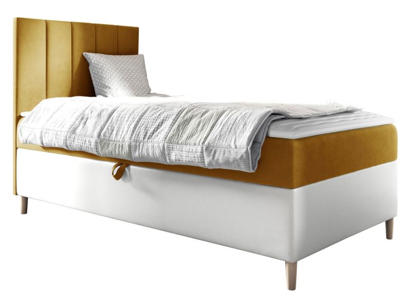Łóżko kontynentalne MIRJAN 24 Maja Junior 1 90x200, Strona: Lewa biała ekoskóra/musztardowy 1 szt.